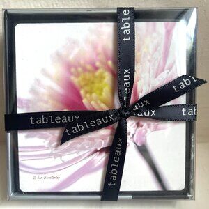 NWT Tableaux lan Winstanley ARTWORK 4 coasters pink stamens